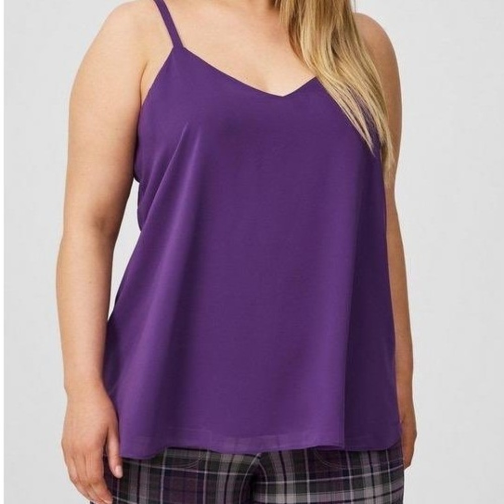 Torrid Sophie Purple V-Neck Cami Tank Top Plus Size 2 Adjustable Straps 15336594